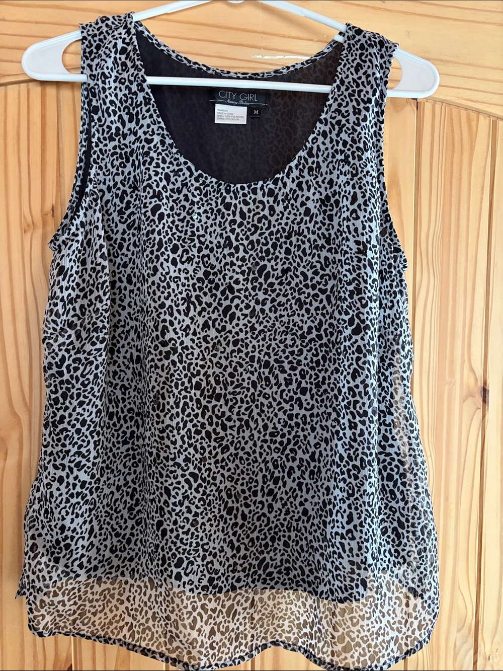 City Girl Black & White Leopard Print Sleeveless Camisole